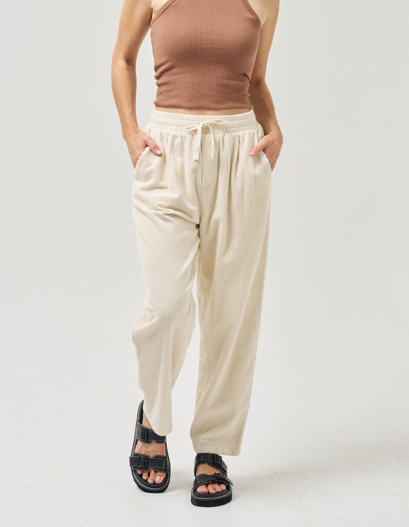 Bern Elastic Waist Relaxed Cord Pants in Cream