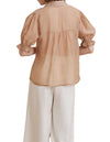 Orlyn Short Sleeve Button Front Blouse in Caramel