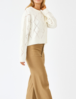 Liora Crew Neck Diamond Knit Jumper in White