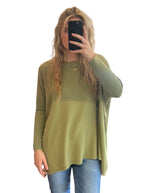 Willow Cotton Knit Jumper in Olive Green