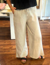 Haven Drawstring Waist Pants in Beige Linen