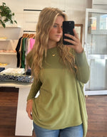 Willow Cotton Knit Jumper in Olive Green