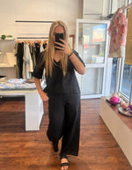 Haven Drawstring Waist Pants in Black Linen