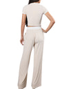 Lumas Elastic Waist Stretch Pants in Beige