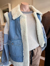 Banks Oversized Teddy Lined Vest in Blue Denim