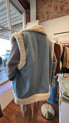 Banks Oversized Teddy Lined Vest in Blue Denim