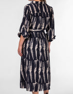 Hillary Long Sleeve Shirt Dress in Black/Cream Print