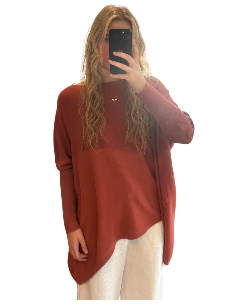 Willow Cotton Knit Jumper in Burnt Orange