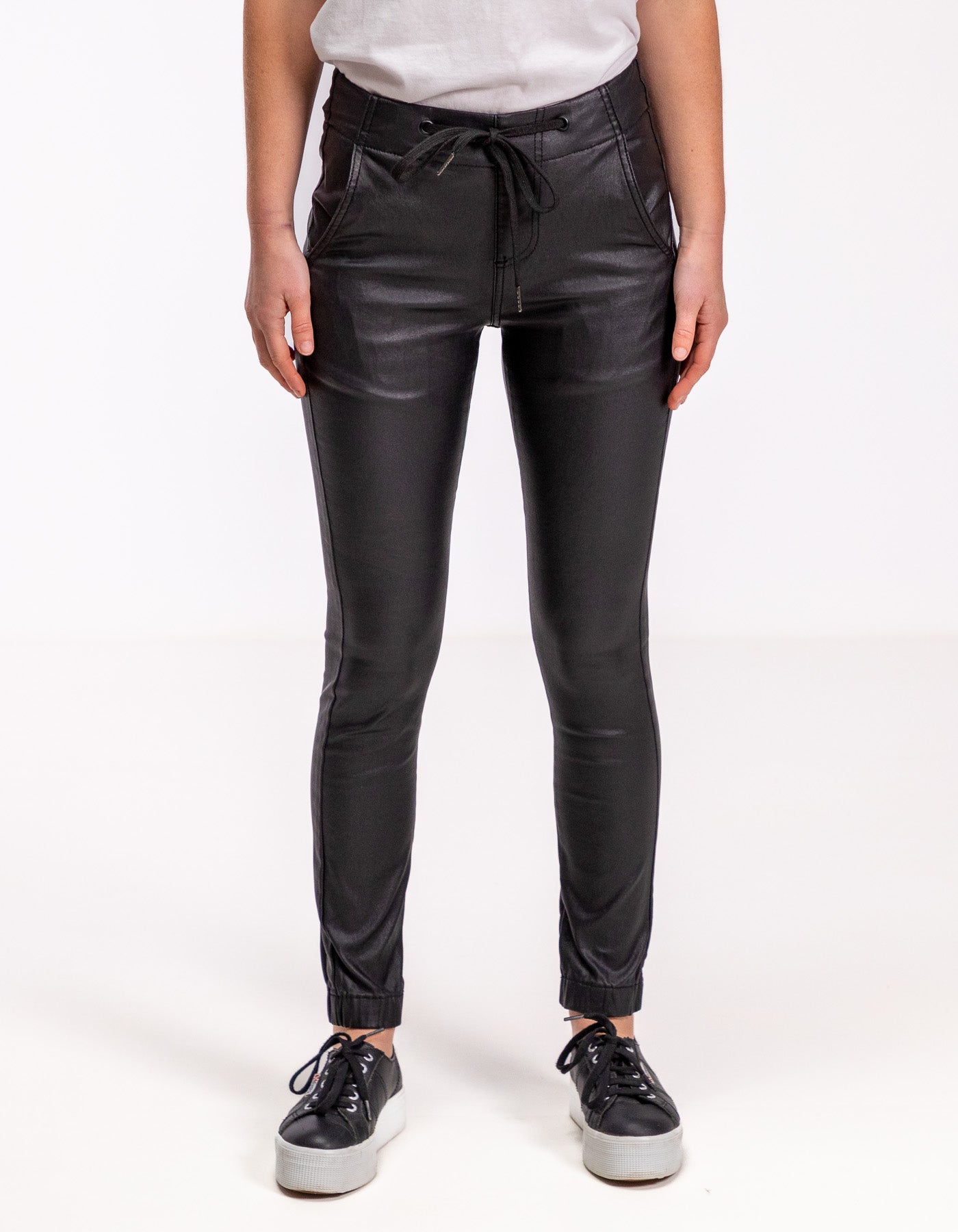 Hayden Faux Leather Jogger Pants in Black – Karma Kameleon